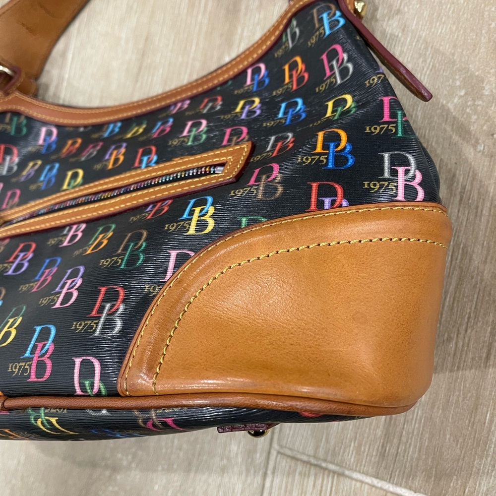 Dooney & Bourke Black Multicolor Logo Shoulder Bag - Picture 3 of 16